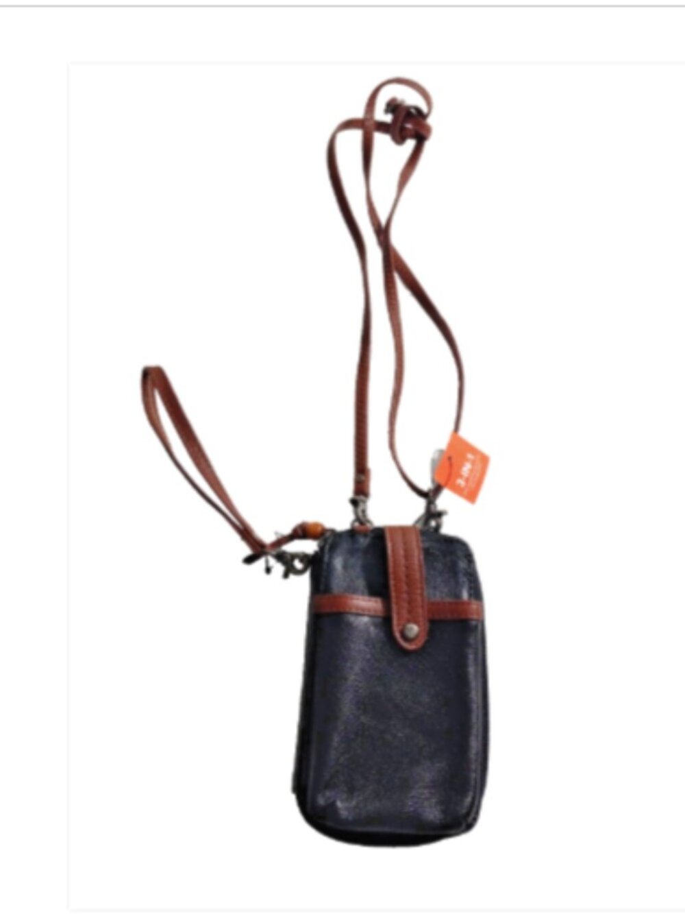 The Sak Iris North South Crossbody Wallet Bag Black Brown Leather Wristlet